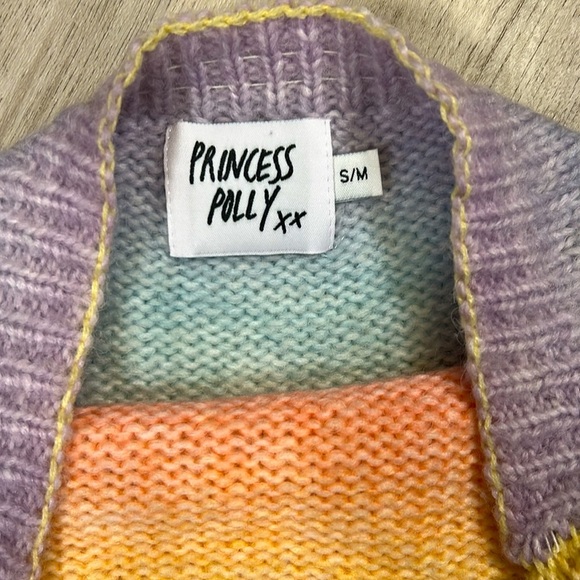 Princess Polly Pastel Gradient Rainbow Knit Halter Tie Mini Dress / Women’s Sz S - Picture 6 of 6